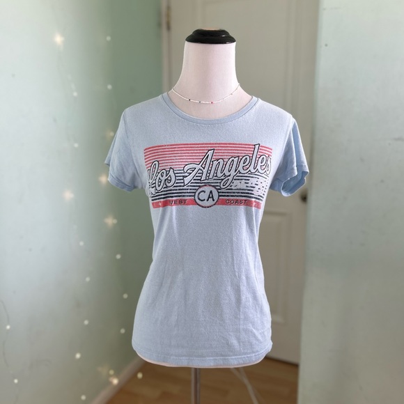 Tops - Sky Blue Los Angeles Y2K Vintage Baby Tee